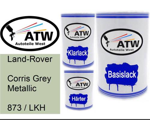 Land-Rover, Corris Grey Metallic, 873 / LKH: 500ml Lackdose + 500ml Klarlack + 250ml Härter - Set, von ATW Autoteile West.
